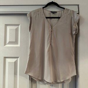 Express Silky Front Zipper Blouse -- S